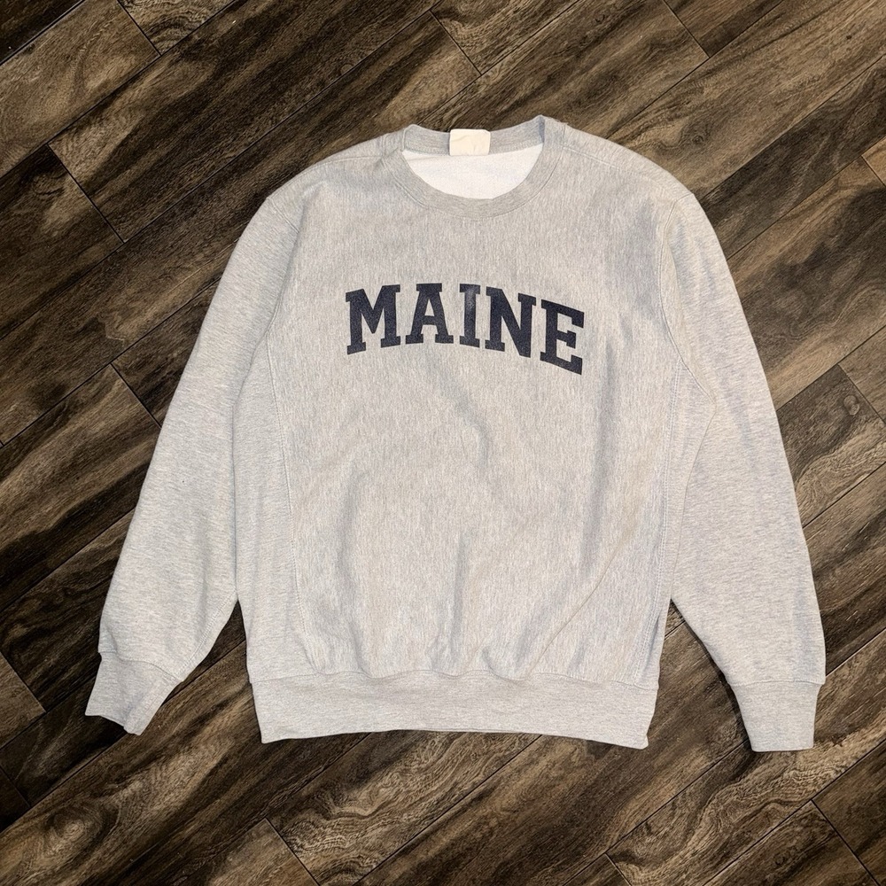 MV Sport Pro-Weave Maine Crewneck Pullover Sweatshirt Men's Medium Grey Vintage